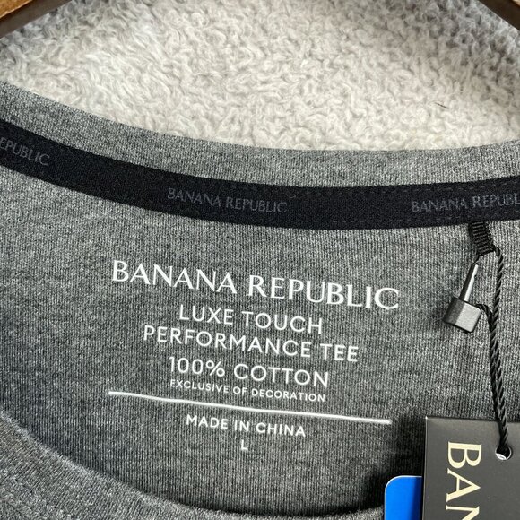 NEW Banana Republic Men's L Luxe Touch Performance Tee 100% Cotton Gray T-Shirt - Picture 4 of 6